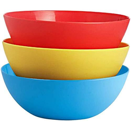 Kuber Industries Modular Plastic Solid Mixing Bowl|Unbreakable Mixing Bowls|Microwave & Dishwasher Safe|Size 15 X 15 X 7 Cm|Pack Of 3, Capicity 1000 Ml (Multicolour)
