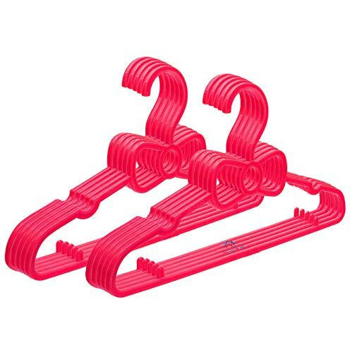 Heart Home Kids Mizano Plastic Non-Slip Clothes Hangers|Pack Of 10 (Pink)