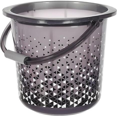 Kuber Industries Multiuses Tinted Print Plastic Bucket With Handle, 18 Litre (Black)-46Km0333,Standard