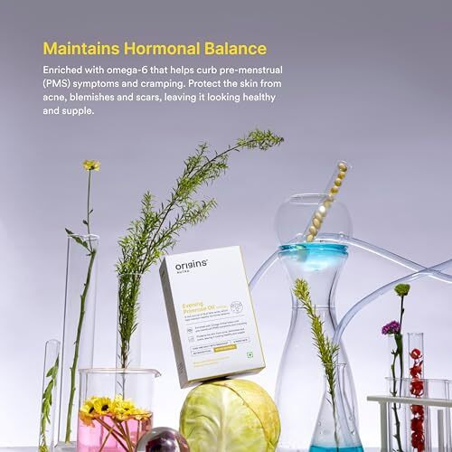Origins Nutra Evening Primrose Oil | Supports Hormonal Balance, Helps Lower Pms Symptoms, Improves Skin Health| Evening Primrose Oil | Gmp Certified | For Men & Women | 28 Veg Soft Gels (Pack Of 1)