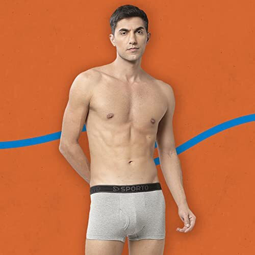 Sporto Men's Mid-Rise Solid Cotton-Spandex Square Trunks With No-Fold Elastic Waistband (Pack Of 2) | Grey Melange + Anthra Melange
