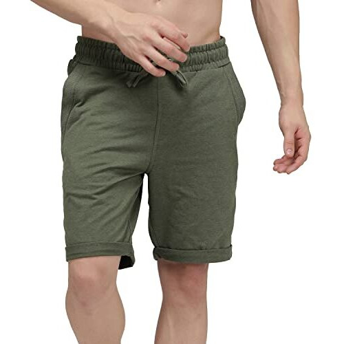 Men's Cotton Blend Olive Colour Bermuda Shorts With 2 Zipper Side Pockets And 1Back Pocket