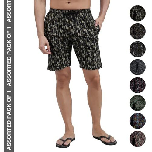 Comfy Men Cotton Regular Print Bermuda Zipper (Colour And Print May Vary) Multicolour
