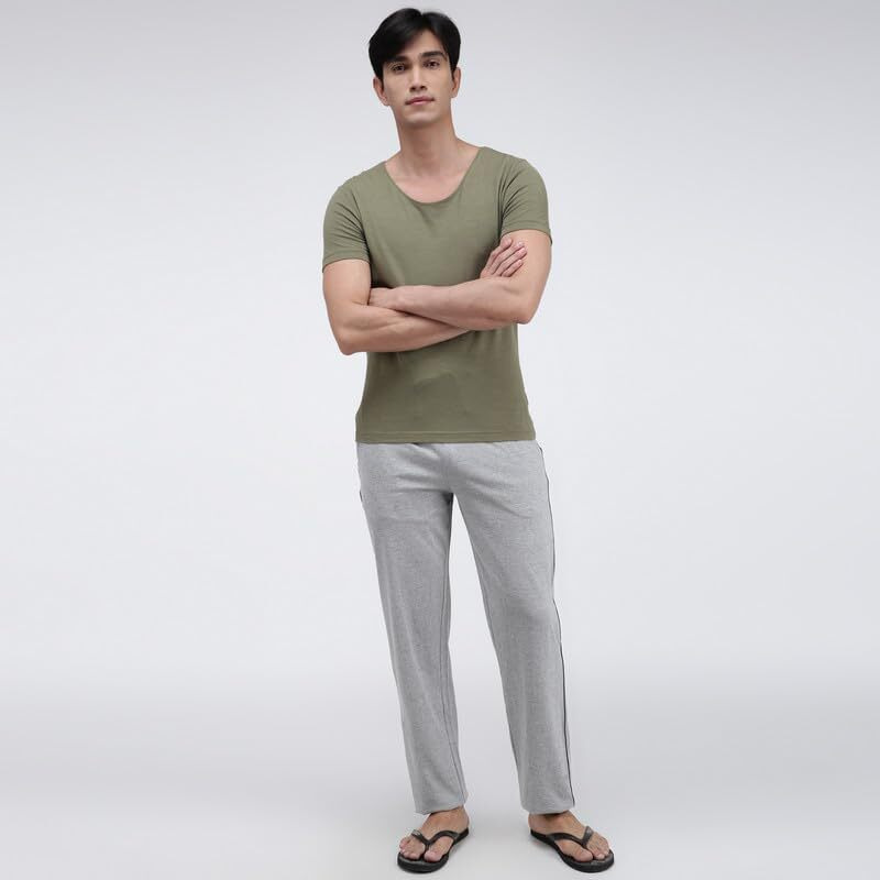 Amul Comfy Cotton Solid Casual Track Pant|Grey|For Men.