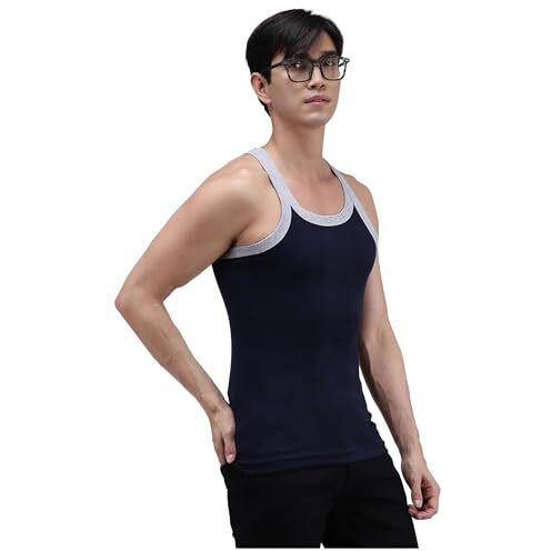Amul Comfy Men's Cotton Solid Gym Vest Pack Of 5 Multicolour May Vary