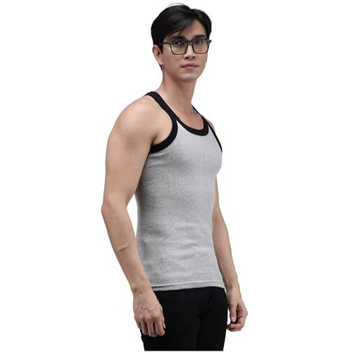 Amul Comfy Men's Cotton Solid Gym Vest Pack Of 4 Multicolour May Vary