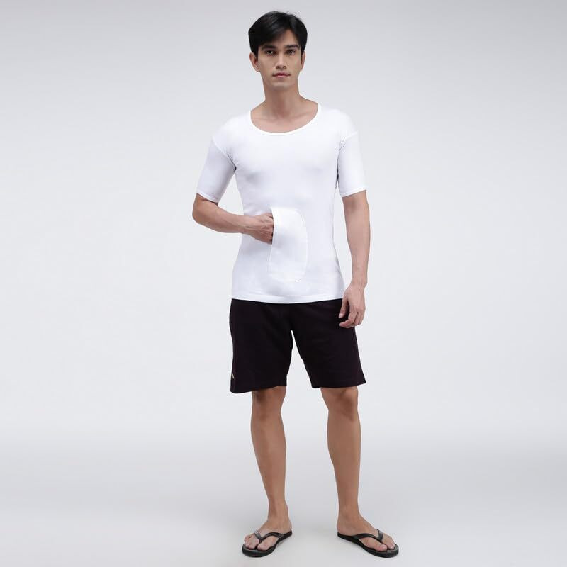 Amul Comfy Men Cotton Solid White Half Sleeve Vest (Pack Of 3)