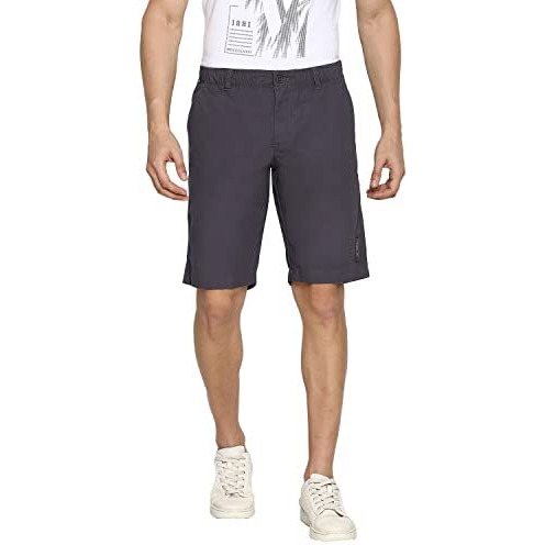 Van Heusen Athleisure Men Shorts - 100% Cotton - Soft Touch, Functional Pockets, Peach Finish_50062_Gunmetal_Xl
