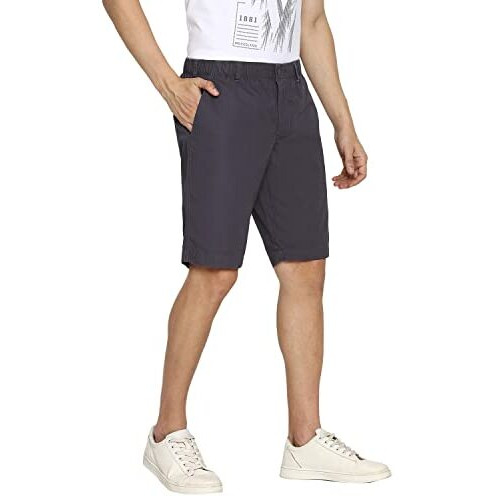 Van Heusen Athleisure Men Shorts - 100% Cotton - Soft Touch, Functional Pockets, Peach Finish_50062_Gunmetal_Xl