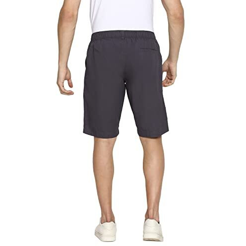 Van Heusen Athleisure Men Shorts - 100% Cotton - Soft Touch, Functional Pockets, Peach Finish_50062_Gunmetal_Xl