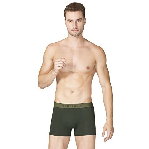 Van Heusen Men Breathable Air Series Trunks - Cotton Polyamide Elastane - Colour Fresh, Mesh Stretch, Ultra Soft_20050_Olive Forest_M