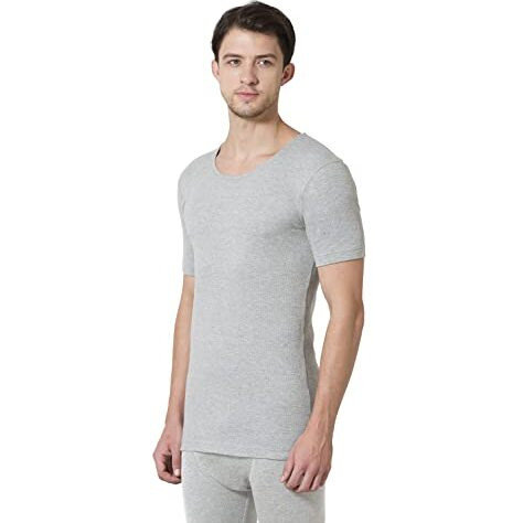 Van Heusen Men Warmtech Thermal Top - Anti Bacterial, Low Neck, Short Sleeve_71032_Ivory_Xl