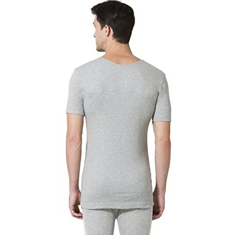 Van Heusen Men Warmtech Thermal Top - Anti Bacterial, Low Neck, Short Sleeve_71032_Ivory_Xl