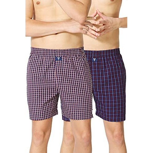Van Heusen Men's Checkered Boxers (Color & Print May Vary) (Pack Of 2) (10111_Assorted_Xl)