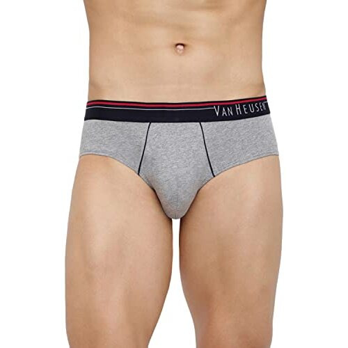 Van Heusen Men's Cotton Briefs (Pack Of 3) (10003_Grey Mel, Sailor Blue,Dark Navy-L_Grey Mel, Sailor Blue, Dark Navy_L)