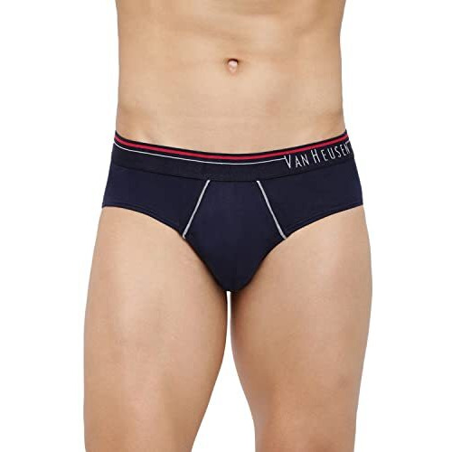 Van Heusen Men's Cotton Briefs (Pack Of 3) (10003_Grey Mel, Sailor Blue,Dark Navy-L_Grey Mel, Sailor Blue, Dark Navy_L)