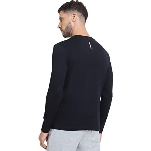 Van Heusen Cotton Men Athleisure Crew Neck Regular Fit T-Shirt - Long Sleeve, Printed_60095_Black_Xl