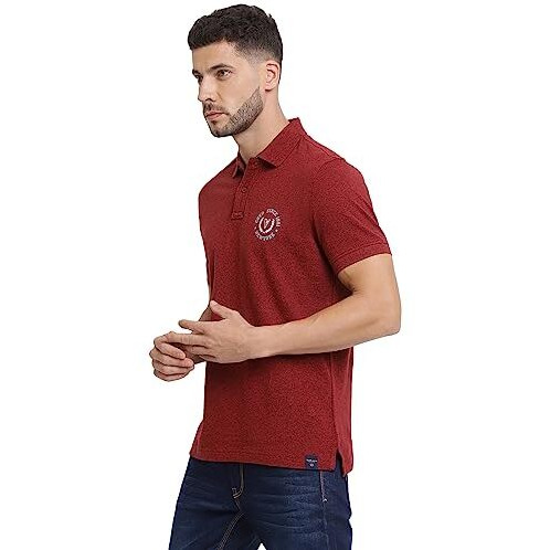 Van Heusen Athleisure Men's Solid Regular Fit T-Shirt (70017_Fig Wine Jaspee L)