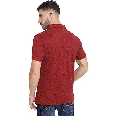 Van Heusen Athleisure Men's Solid Regular Fit T-Shirt (70017_Fig Wine Jaspee L)