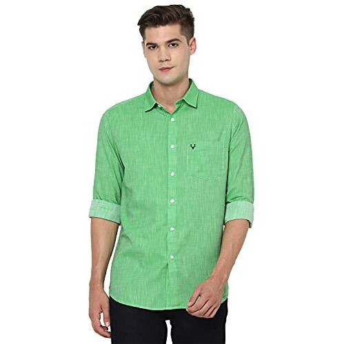 Allen Solly Men's Slim Fit Shirt (Assfqmob206561_Green