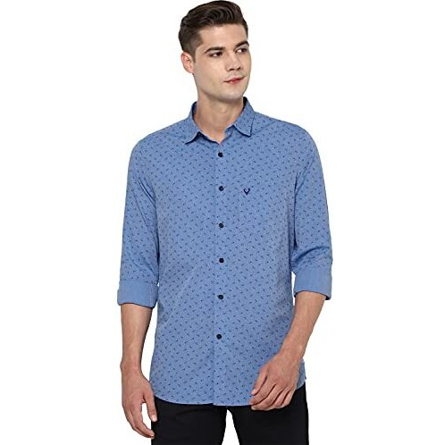 Allen Solly Men's Cotton Slim Fit Shirt (Assfqmob902023_Blue, 42