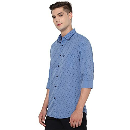 Allen Solly Men's Cotton Slim Fit Shirt (Assfqmob902023_Blue, 42