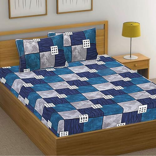 Hashcart Queen Size Printed Cotton Bedsheet For Double Bed With 2 Pillow Covers, Bedsheet Size (88X95 Inch)