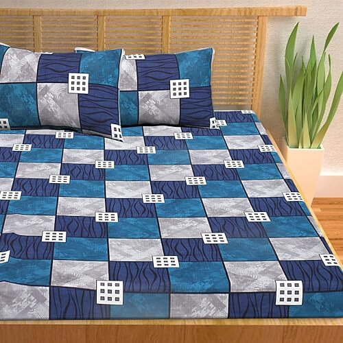 Hashcart Queen Size Printed Cotton Bedsheet For Double Bed With 2 Pillow Covers, Bedsheet Size (88X95 Inch)
