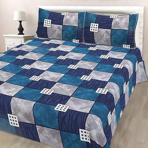 Hashcart Queen Size Printed Cotton Bedsheet For Double Bed With 2 Pillow Covers, Bedsheet Size (88X95 Inch)