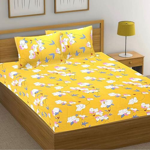 Hashcart Bedsheet For Double Bed Cotton With 2 Pillow Covers, Soft And Comfort Chadar, Bedsheet Size (88X95 Inch)