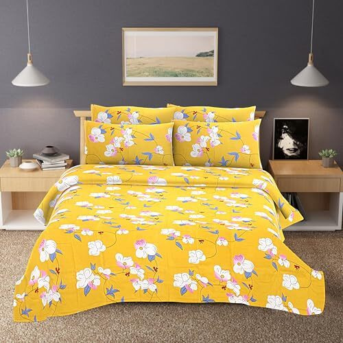 Hashcart Bedsheet For Double Bed Cotton With 2 Pillow Covers, Soft And Comfort Chadar, Bedsheet Size (88X95 Inch)