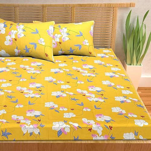 Hashcart Bedsheet For Double Bed Cotton With 2 Pillow Covers, Soft And Comfort Chadar, Bedsheet Size (88X95 Inch)