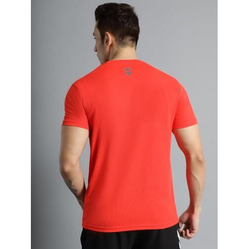 Hummel Budoc Round Neck Half Sleeve Solid Regular Fit Polyester T-Shirt For Men Comfortable Breathable Fabric Stretchable For Everyday Use Ideal For Yoga Training Gym Running Or Performance Orange