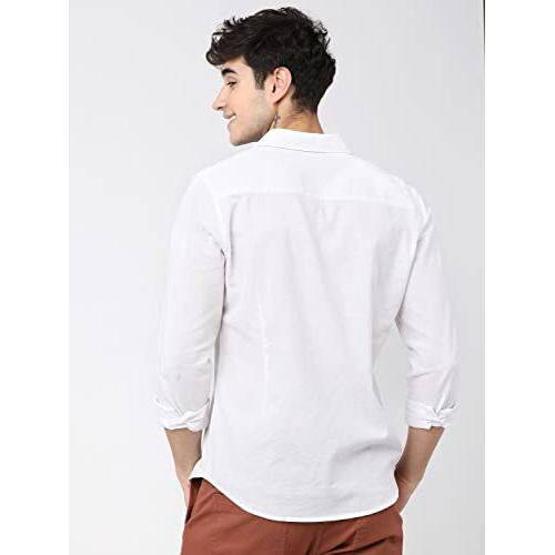 Ketch Cotton Men's Slim Fit Shirt (Khsh000328_White, Large