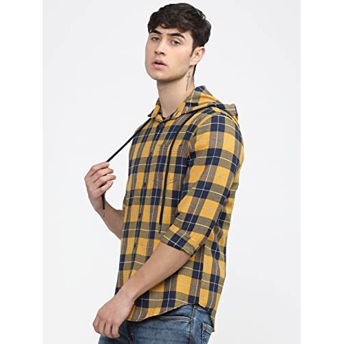Ketch Men's Slim Fit Shirt (Khsh000479_Navy/Mustard