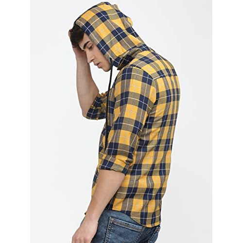 Ketch Men's Slim Fit Shirt (Khsh000479_Navy/Mustard