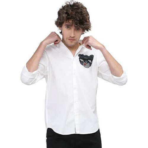 Highlander Men's Solid Slim Fit Shirt (Hlsh013258_White