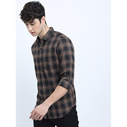 Ketch Men's Slim Fit Shirt (Khsh000536_Black S)