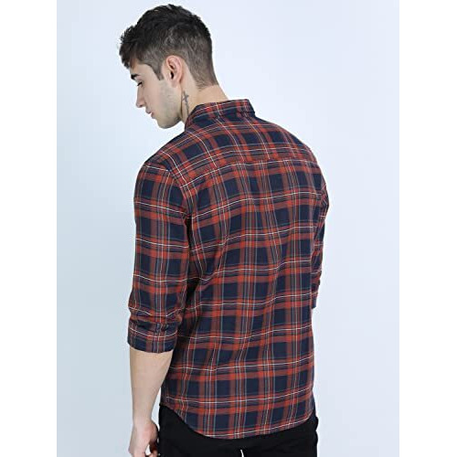 Ketch Men's Cotton Slim Fit Shirt (Khsh000541_Blue Xl)