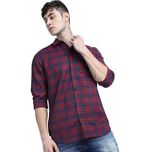 Ketch Men's Cotton Slim Fit Shirt (Khsh000546_Blue Medium)