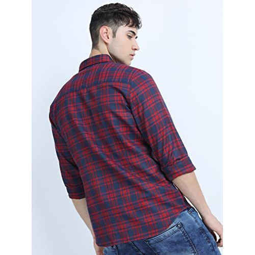 Ketch Men's Cotton Slim Fit Shirt (Khsh000546_Blue Medium)