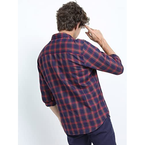 Ketch Cotton Men's Slim Fit Shirt (Khsh000558_Red M)
