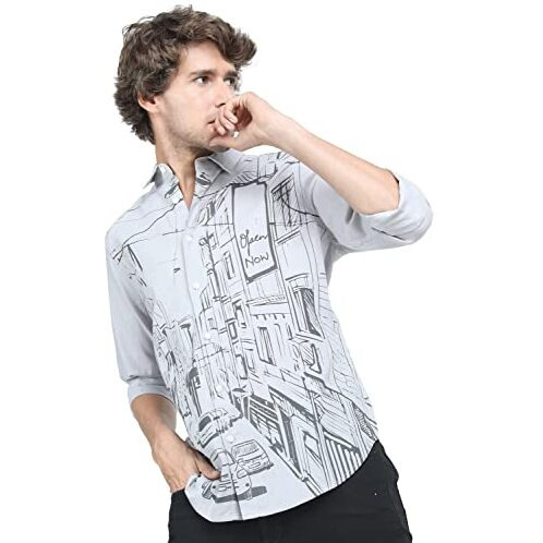 Ketch Men's Slim Fit Shirt (Khsh000647_Grey