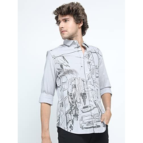 Ketch Men's Slim Fit Shirt (Khsh000647_Grey