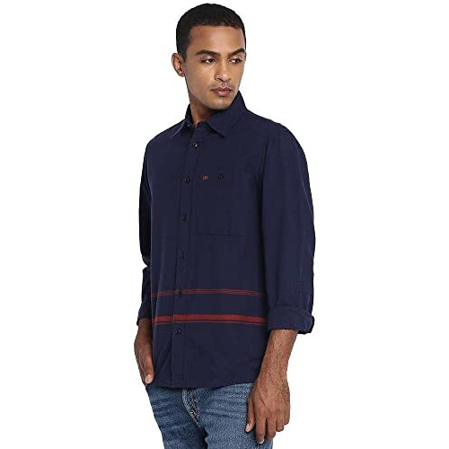 Lee Men's Fitted Shirt (Lmsh000981_Navy M)