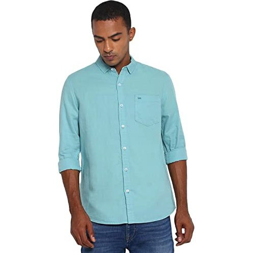 Lee Men's Regular Shirt (Lmsh000950_Blue M)