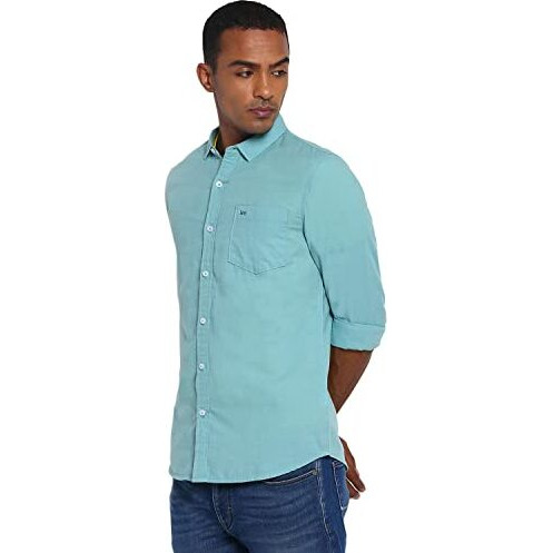 Lee Men's Regular Shirt (Lmsh000950_Blue M)