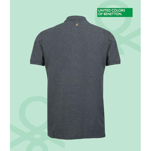 United Colors Of Benetton Polo T Shirt | Collar Tshirts | T-Shirt For Men | Half Sleeves Plain T Shirt | T-Shirt |Tshirt For Men Stylish | Men's Tshirt | Regular Fit Men T-Shirt Charcoal Melange