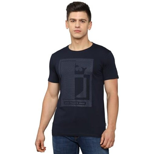 Louis Philippe Men's Cotton Solid Slim Fit T-Shirt (Lrkccslf540981_Navy, Xl