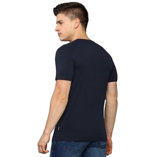 Louis Philippe Men's Cotton Solid Slim Fit T-Shirt (Lrkccslf540981_Navy, Xl